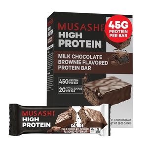 image:imageMUSASHI High Protein Bar 45g Protein 2g Total Sugars Peanut Butter amp Milk Chocolate Coated Post Workout and Protein Snack On The Go 12 Pack of 32oz 90g BarsMilk Chocolate Brownie