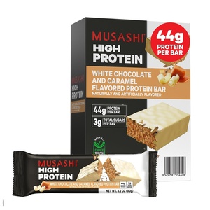 image:imageMUSASHI High Protein Bar 45g Protein 2g Total Sugars Peanut Butter amp Milk Chocolate Coated Post Workout and Protein Snack On The Go 12 Pack of 32oz 90g BarsWhite Chocolate Caramel
