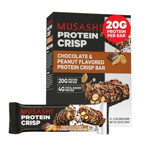 image:imageMUSASHI Protein Crisp Bar 20g Protein 4g Total Sugars Vanilla amp Caramel Post Workout and Snack On The Go 12 Pack of 21oz 60g BarsChocolate  Peanut