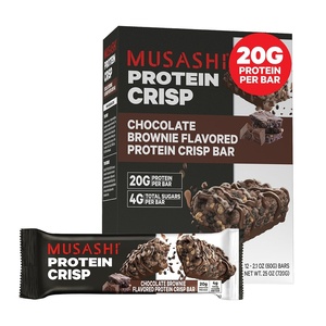 image:imageMUSASHI Protein Crisp Bar 20g Protein 4g Total Sugars Vanilla amp Caramel Post Workout and Snack On The Go 12 Pack of 21oz 60g BarsChocolate Brownie