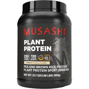 image:imageMusashi Plant Protein Powder Chocolate 900g 198 lb Pea Brown Rice and Chia Protein Blend with BCAAs amp LGlutamine 23g Protein 130 Calories per ServingVanilla
